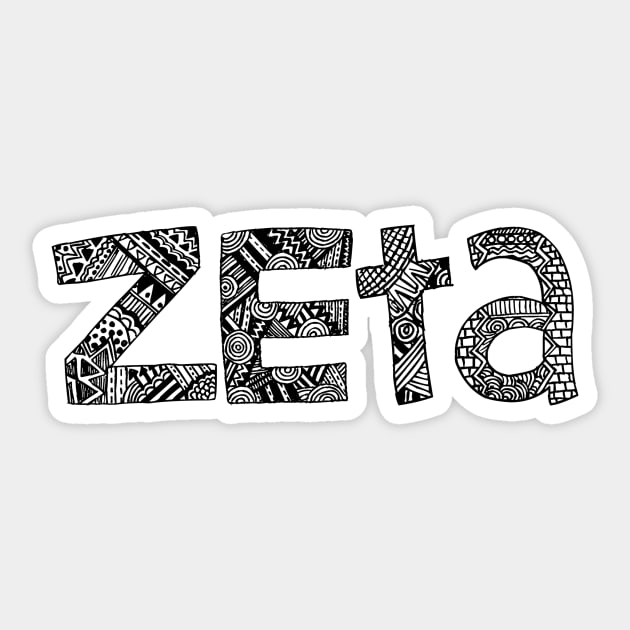 Zeta Letter Doodle Pattern Sticker by Rosemogo